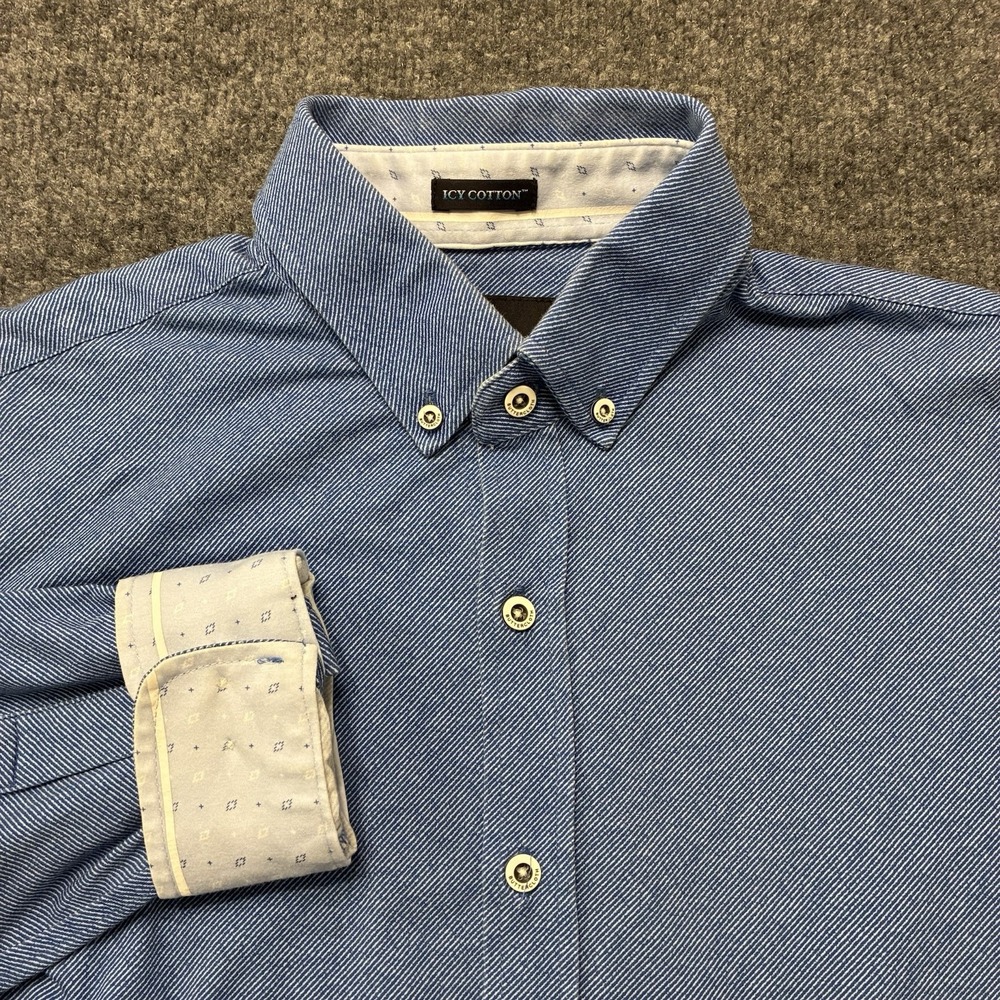 Buttercloth Icy Cotton Slim Fit Long Sleeve Button Shirt Mens Medium Flip Cuff